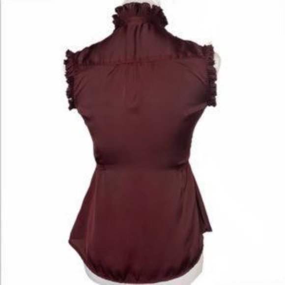 Converse One Star Burgundy Button Ruffle Top, XS - Picture 2 of 4